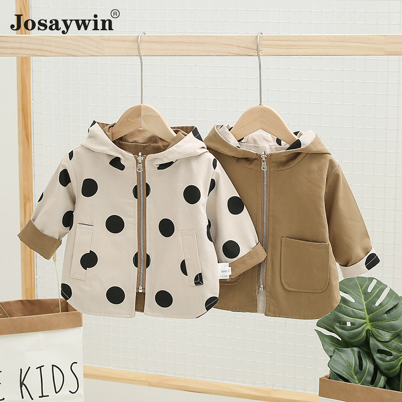 Baby Clothing Zip - Демисезонная Двусторонняя куртка в горошек, с